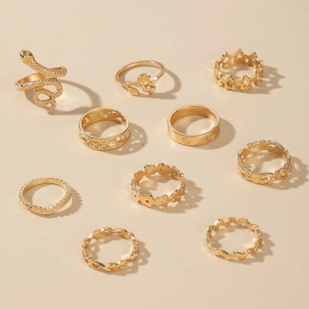 💥Sale 4 for 20 10pc Serpentine & Leaf Rings - Picture 3 of 5